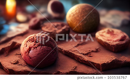 close up of fresh chocolate mousse on table.Generative AI close up of fresh chocolate mousse on table.Generative AI 103538767