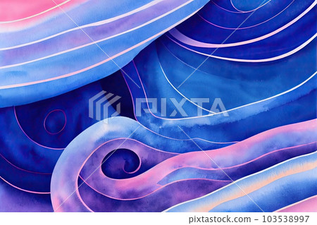 Abstract pink blue wavy with blurred light curved lines background. illustration. neutral, color stripes, background. soft pastel color. wave background. Generative AI. Abstract pink blue wavy with blurred light curved lines background. illustration. neutral, color stripes, background. soft pastel color. wave background. Generative AI. 103538997
