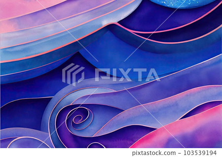 Abstract pink blue wavy with blurred light curved lines background. illustration. neutral, color stripes, background. soft pastel color. wave background. Generative AI. Abstract pink blue wavy with blurred light curved lines background. illustration. neutral, color stripes, background. soft pastel color. wave background. Generative AI. 103539194
