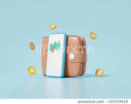 3D電子錢包加密貨幣交易或比特幣通過智能手機和交易數據資訊投資 103539428