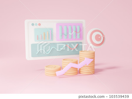 3D graphic analysis optimization stock market price action investment business network development concept 103539439