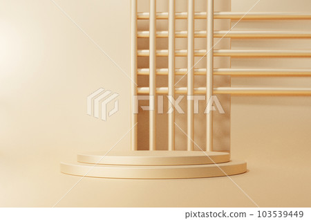 3D插圖金色講臺,背景為幾何形狀,兩層基座,由小到大的漸變,展示產品的平臺 3D插圖金色講臺,背景為幾何形狀,兩層基座,由小到大的漸變,展示產品的平臺 103539449