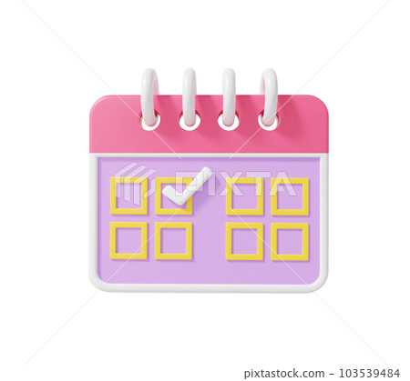3d rendering calendar icon isolated on white background, marking big day appointment 103539484