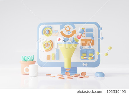 3D Rendering CRO or Conversion Rate Optimization. Analytics web development on management platform and internet online business on white background 3D Rendering CRO or Conversion Rate Optimization. Analytics web development on management platform and internet online business on white background 103539493