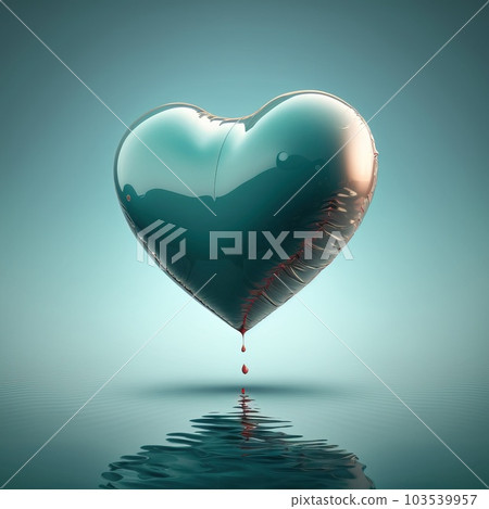 holiday illustration of flying bunch of blue balloon hearts. Happy Valentines Day.Generative AI. 103539957