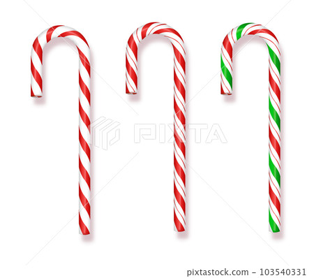 Set of realistic Christmas candy cane. Vector illustration isolated. 103540331