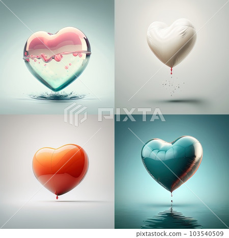 holiday illustration of flying bunch of blue balloon hearts. Happy Valentines Day.Generative AI. 103540509