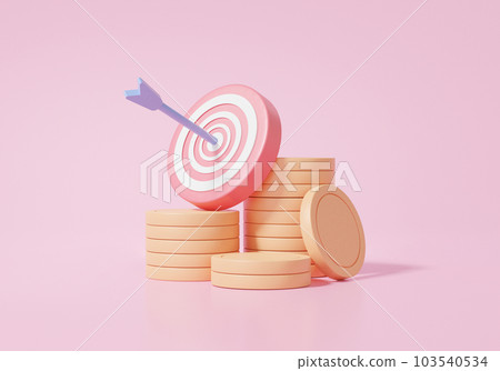 3D堆疊硬幣，目標規劃企業財務增長，降低成本節約投資教育理念 103540534
