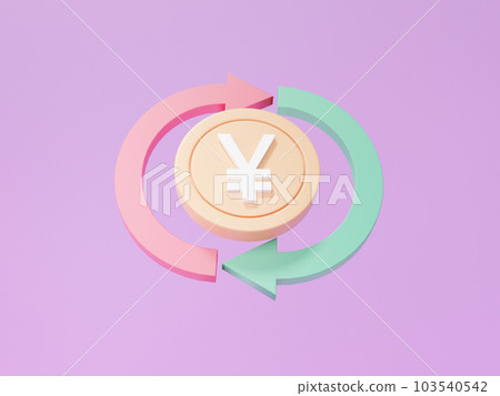 Coins, floating on a purple background, the concept of the original representation of the knot, the book, the rate, the card, the cuteness of the card 103540542