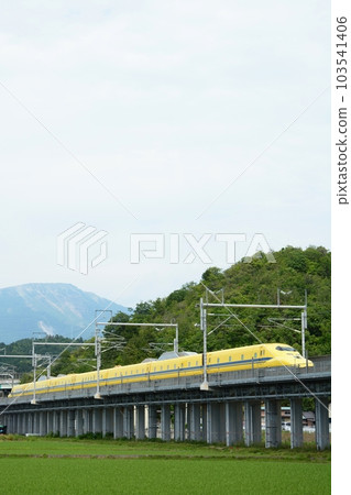 Doctor Yellow running with Mount Ibuki in the background in early summer (Tokaido Shinkansen Maibara - Gifu-Hashima, June 2023) 103541406