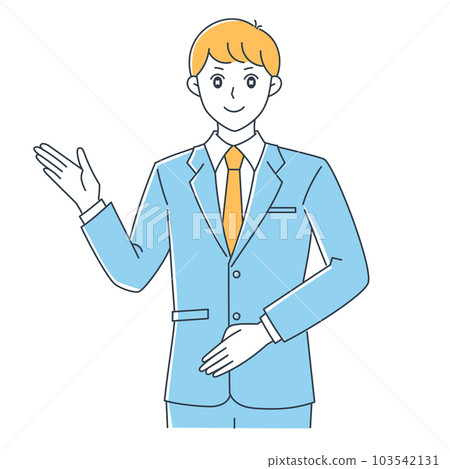 Illustration of a man in a suit guiding him (single color ver.) Illustration of a man in a suit guiding him (single color ver.) 103542131
