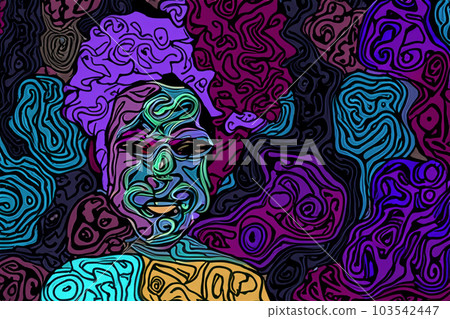 Pixel art. Illustrations and abstract patterns with color as the protagonist. Trip in Pixel Art. Generative AI. Abstract wallpaper. Abstract fractal. Fractal art background for creative design. 103542447