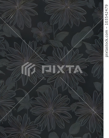 Papercut flowers on dark garden background. 103542479