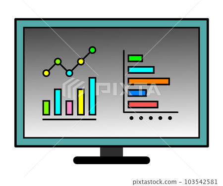 Illustration of a graph displayed on a computer monitor Illustration of a graph displayed on a computer monitor 103542581