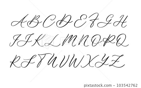 Vector of stylized calligraphic font and alphabet. 103542762