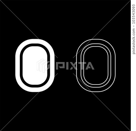 Illuminator of aircraft airplane window airliner porthole plane interior set icon white color vector illustration image solid fill outline contour line thin flat style Illuminator of aircraft airplane window airliner porthole plane interior set icon white color vector illustration image solid fill outline contour line thin flat style 103543093