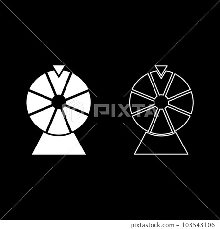Fortune wheel drum lucky spin game casino gambling winner roulette set icon white color vector illustration image solid fill outline contour line thin flat style Fortune wheel drum lucky spin game casino gambling winner roulette set icon white color vector illustration image solid fill outline contour line thin flat style 103543106
