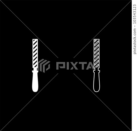 Hand file tool rasp instrument set icon white color vector illustration image solid fill outline contour line thin flat style 103543123