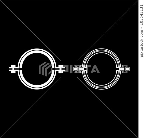 Metal clamp with rubber band hose set icon white color vector illustration image solid fill outline contour line thin flat style Metal clamp with rubber band hose set icon white color vector illustration image solid fill outline contour line thin flat style 103543131