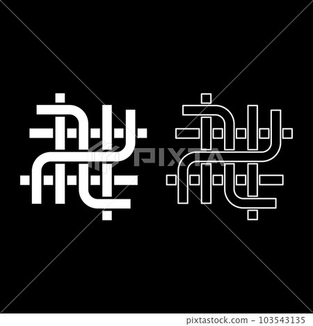 Pipes pipeline plumbing tubes net conduit set icon white color vector illustration image solid fill outline contour line thin flat style Pipes pipeline plumbing tubes net conduit set icon white color vector illustration image solid fill outline contour line thin flat style 103543135