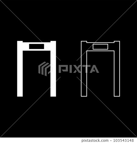 Metal detector arch airport frame control concept scanner security safety technology arched set icon white color vector illustration image solid fill outline contour line thin flat style 103543148