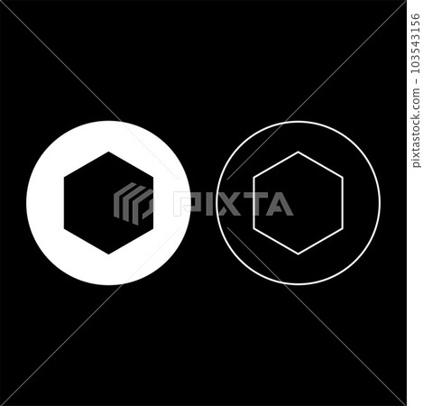 Rubber gasket puck under hexagon in circle set icon white color vector illustration image solid fill outline contour line thin flat style 103543156