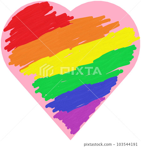 Rainbow color on pink heart shape, LGBTQ Pride Month 103544191