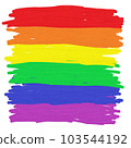 Painting of rainbow color on white background, LGBTQ Pride Month, LGBTQ flag 103544192