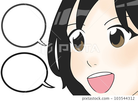 微笑的女孩側面圖素材（二） 103544312
