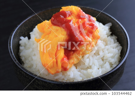 Scrambled eggs and rice 103544462