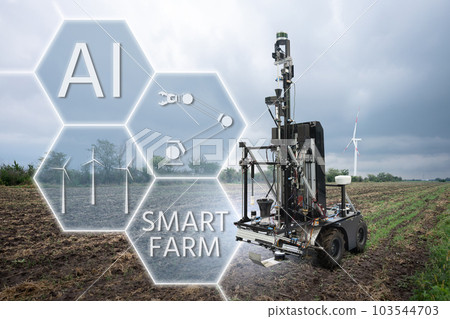 Robot for measuring soil quality in an agricultural field. Robot for measuring soil quality in an agricultural field. 103544703