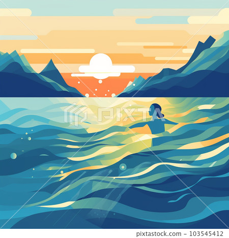 Woman swimming in the sea AI image Woman swimming in the sea AI image 103545412