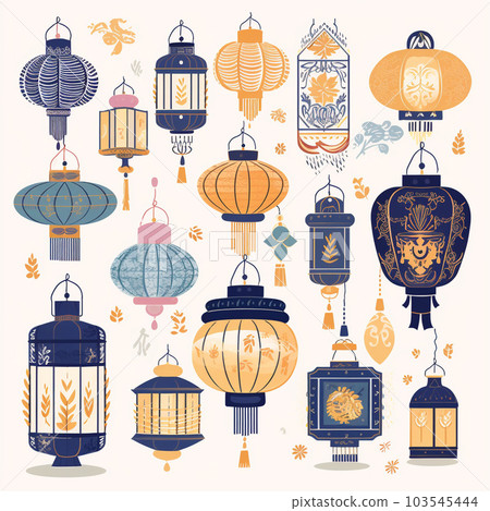 燈籠裝飾托盤 AI 圖像 燈籠裝飾托盤 AI 圖像 103545444