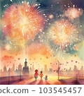 煙花閃耀夜空AI圖 103545457