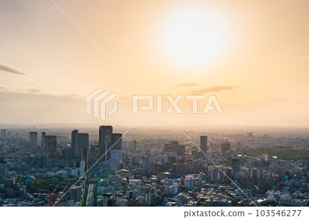 [Tokyo] The cityscape of Shibuya where the sun sets 103546277