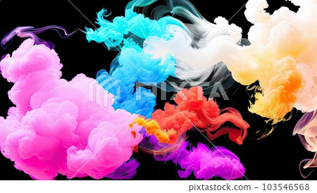 Beautiful colorful smoke abstract on black background. Concept for design. Generative AI 103546568