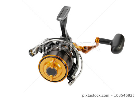 spinning mechanism for fishing, isolated on white background spinning mechanism for fishing, isolated on white background 103546925