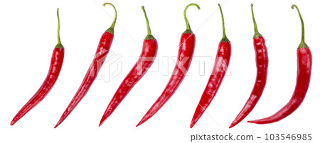 Set chili pepper isolated on white background. Chili hot peppers whole. Set chili pepper isolated on white background. Chili hot peppers whole. 103546985