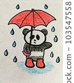 一隻穿著紅色雨傘和雨靴的行走熊貓 103547558