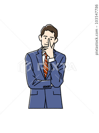 businessman thinking with finger on forehead businessman thinking with finger on forehead 103547786
