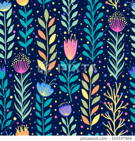 Seamless pattern with flowers and plant 103547869