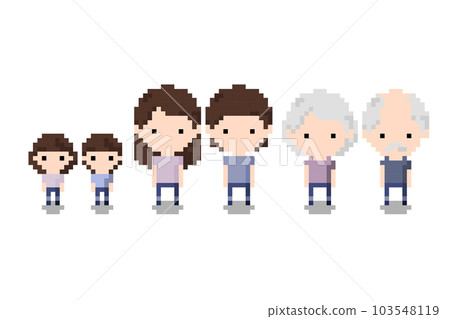 Set of Icon growing couple from boy - girl, man - woman, old couple, Pixel 8-bit style Set of Icon growing couple from boy - girl, man - woman, old couple, Pixel 8-bit style 103548119