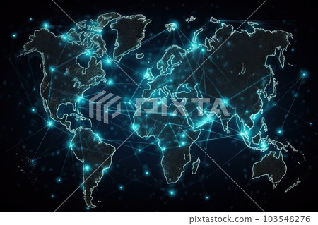 World map and global social networks, generative AI. 103548276