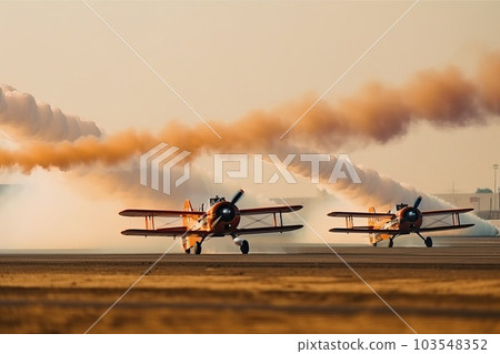 The airplane lands on the runway, generative AI. The airplane lands on the runway, generative AI. 103548352