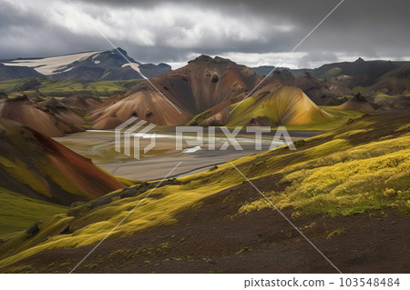 canyons and mountains of the national park in Iceland, generative AI. 103548484