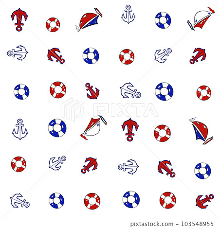 pattern sea set, anchor, lifebuoy, on a white background 103548955