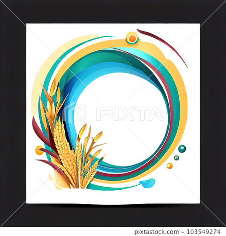 Abstract design of a circular frame with paddy,rice around it, used for banners, flyers, posters, advertisements . 103549274