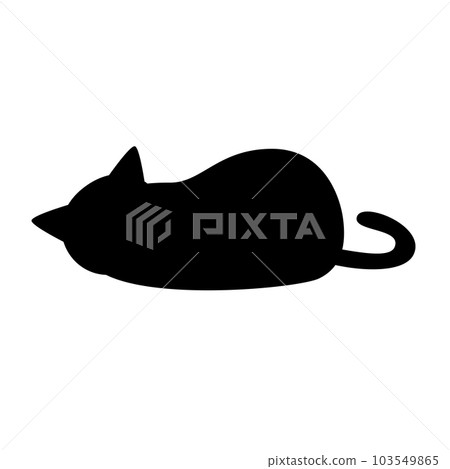 一隻熟睡的貓的剪影插圖 103549865