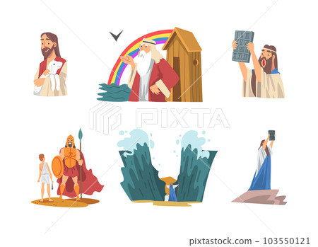 Bible Narrative and Biblical Story for Christian and Jewish Vector Illustration Set 103550121