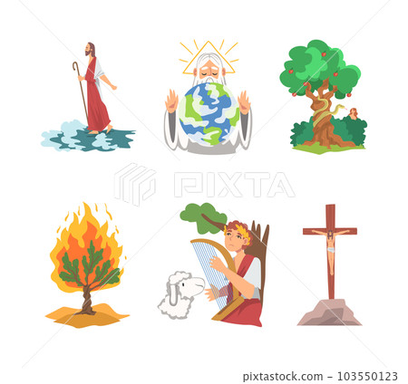Bible Narrative and Biblical Story for Christian and Jewish Vector Illustration Set 103550123